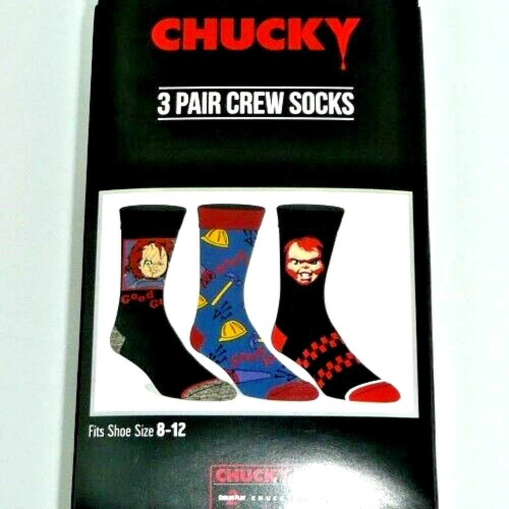Chucky Crew Socks 3 Pairs Halloween Horror Good Guys Doll Play Slasher Gift Set